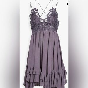 NWT WOMEN'S FREE PEOPLE ADELLA SLIP DRESS SZ M CHARCOAL MSRP $88